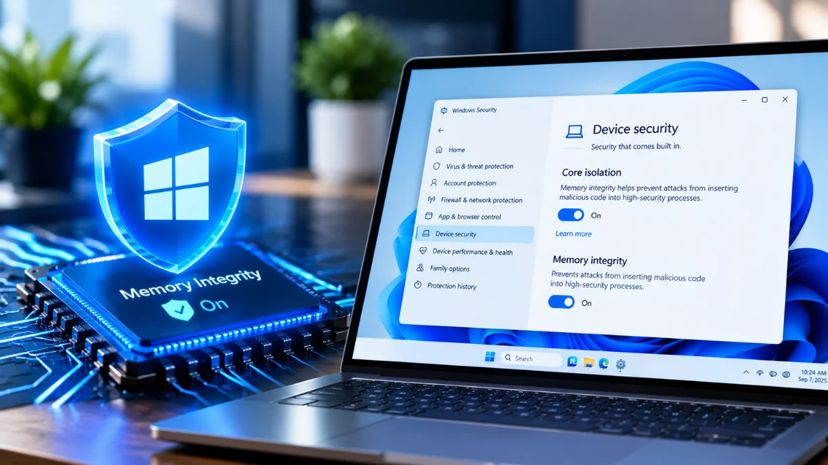 Windows 11 security settings with Memory Integrity protection
